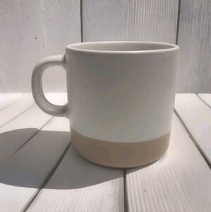 New Unboxme 12oz Handcrafted White Speckled Tan Bottom Ceramic Coffee Mug Cup